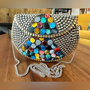 Artisan Nepal Metal Colorful Collage Hard Case Bag